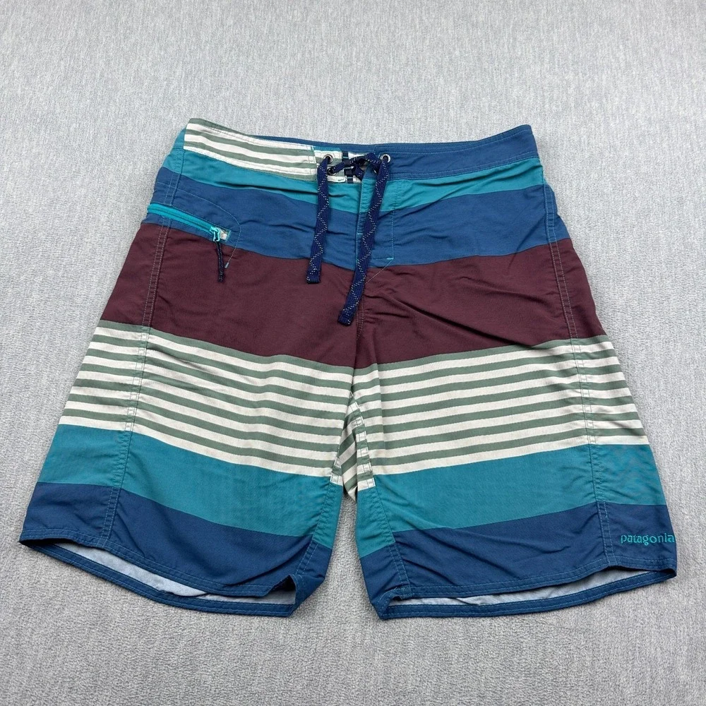 Patagonia Board Shorts Mens 32 Multicolor Stripes Wavefarer Swim Trunks 86558